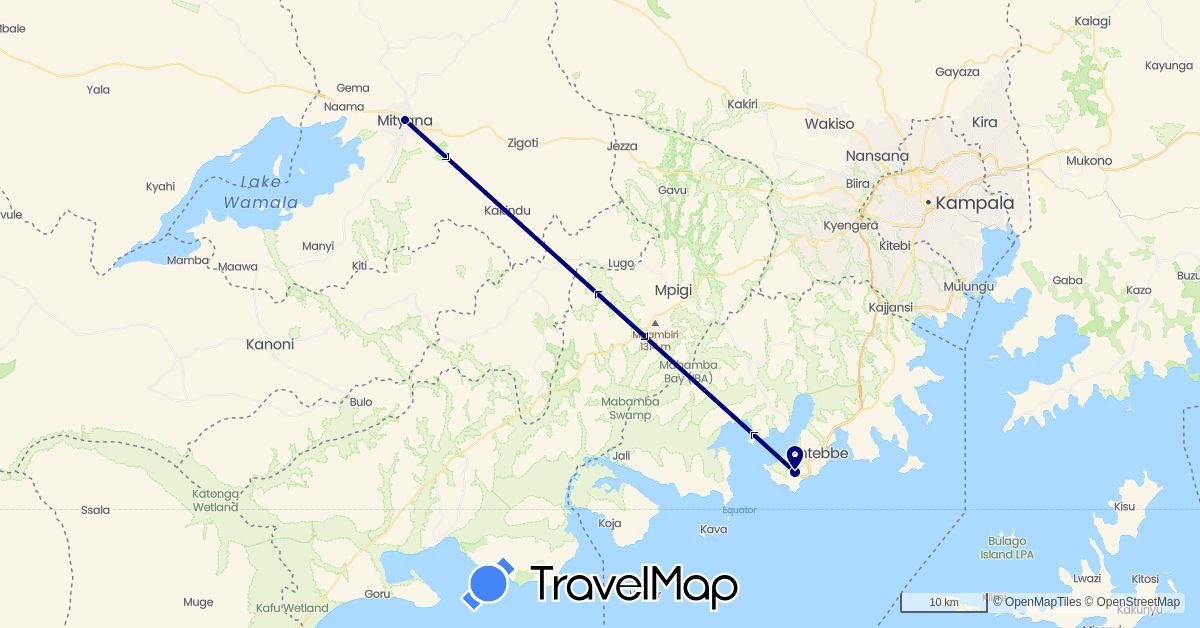 TravelMap itinerary: driving in Uganda (Africa)