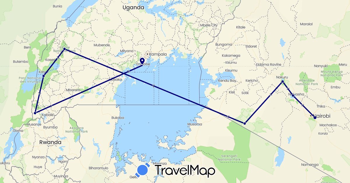 TravelMap itinerary: driving in Kenya, Uganda (Africa)